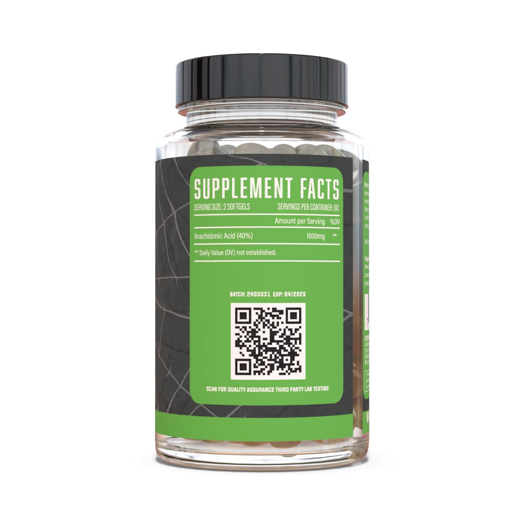Huge Supplements Arachidone, Arachidonic Acid Supplement, Promotes Lean Mass & Increased Strength, Highest Dosed with 1000mg Per Serving, 120 Softgels