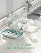 Momcozy 7-in-1 Baby Bottle Brush Set with Drying Rack, Green