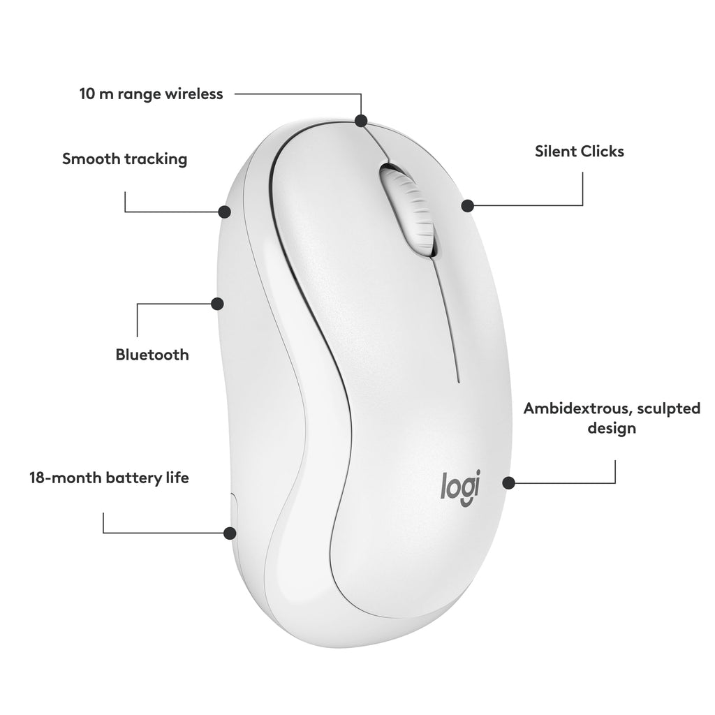Logitech M240 Compact Silent Bluetooth Wireless Mouse - Off White