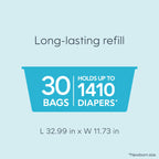 Diaper Genie Easy Roll Refill | 30 Bags Per Refill | Holds Up to 1410 Newborn Diapers | Odor Control | Diaper Pail Refill Bags | Fits Diaper Genie Signature & Platinum Pails