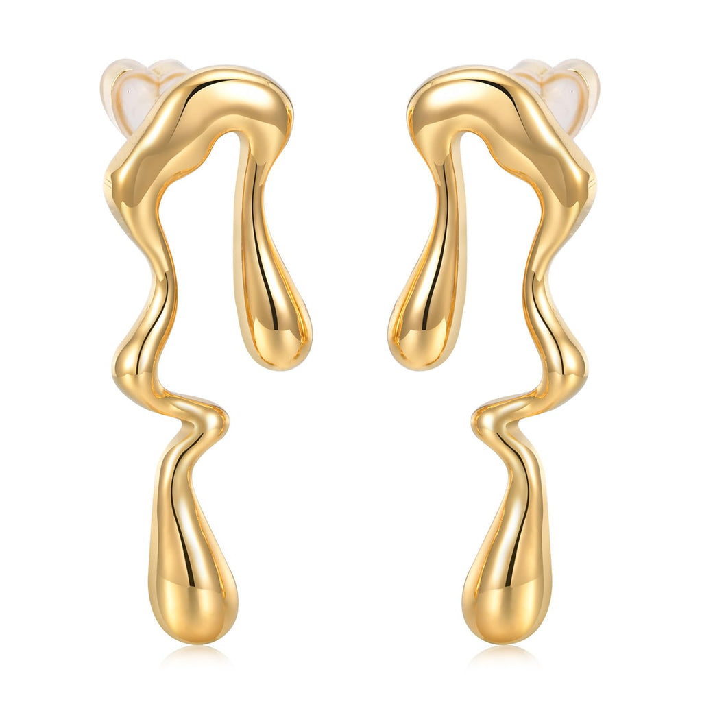 Womens Gold Studs Earrings, 14K Gold Plated Personality Big Stud Earring,Stainless Steel Hypoallergenic Ear Rings Trendy Jewelry,Christmas Birthday Gifts for Girlfriend Sister