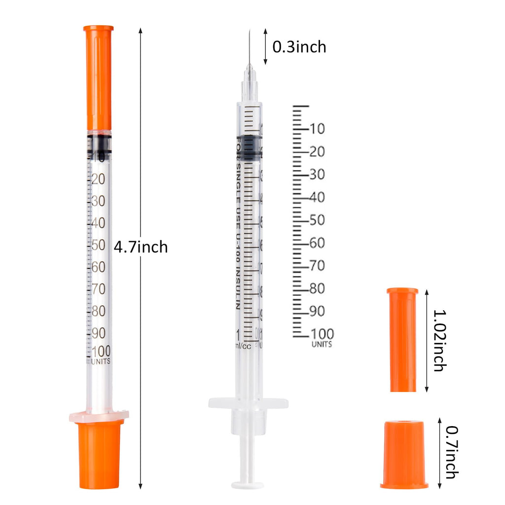 Neeiotm U-100 1ml 31G 5/16" Syringes, Individually Wrapped, 30 Pack