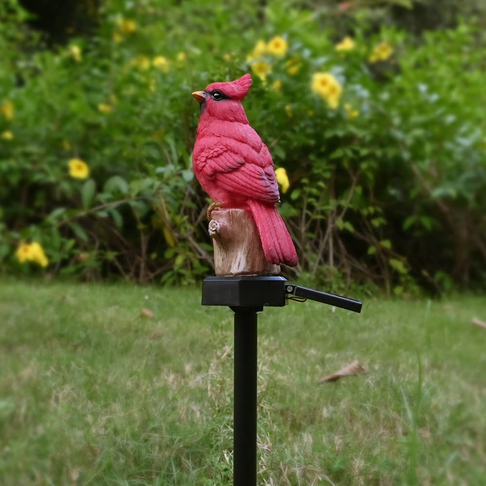 Cardinal Garden Decor Red Bird Figurine Memorial Solar Light Outdoor Stake
