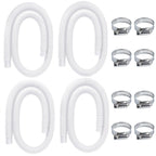 Gonioa Pool Pump Replacement Hose for Above Ground Pools, 4 Pack 1.25 x 59 Inch Filter Pump Hose, Compatible with Intex Filter Pump 607, 637, 330GPH, 530GPH, 1,000GPH, Includes 8 Metal Clamps, White