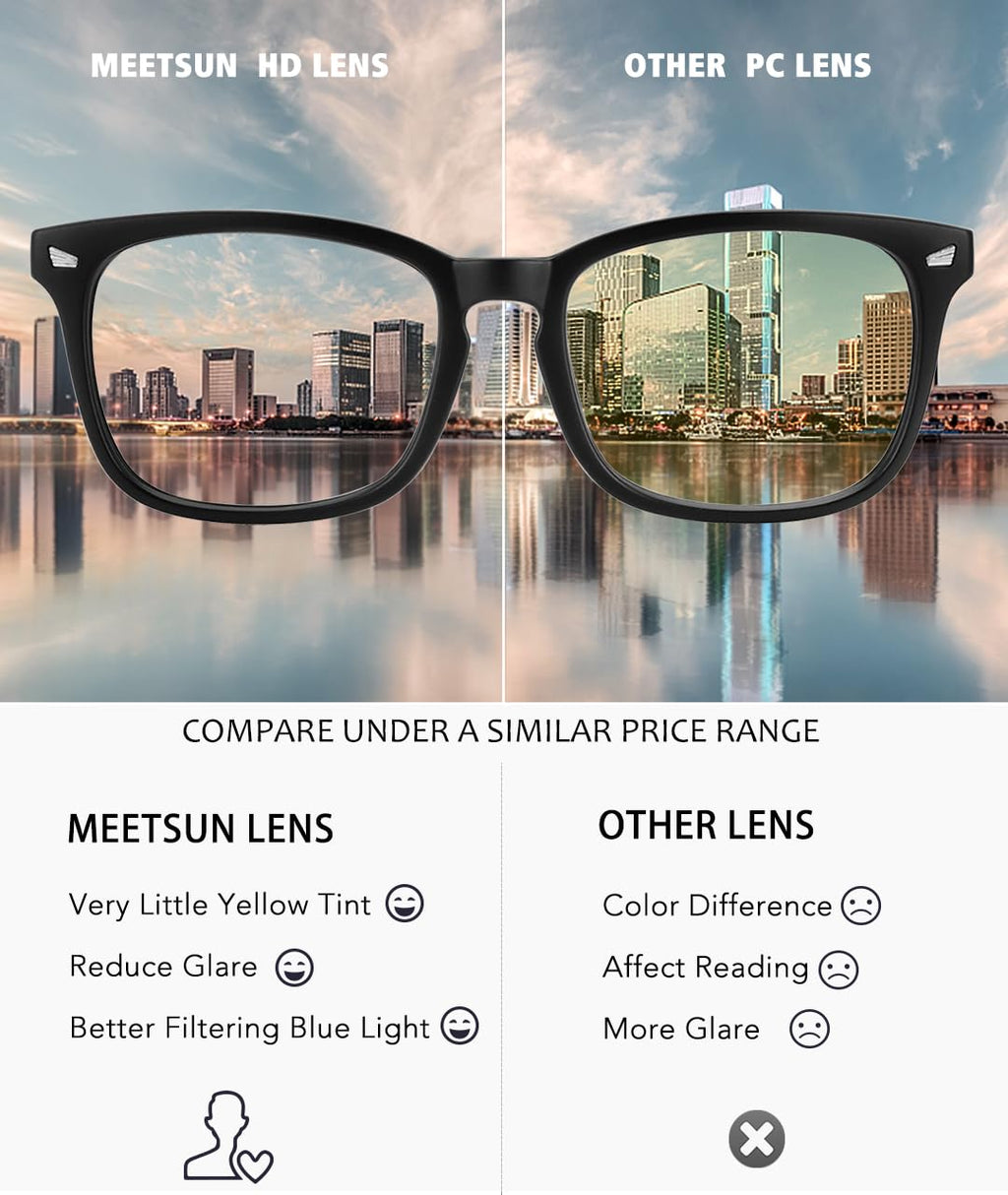 MEETSUN 3-Pack Blue Light Blocking Glasses, Anti Eye Strain Headache (Sleep Better), Computer Glasses UV400 Lens (Black + Brown Gradient + Coffee)
