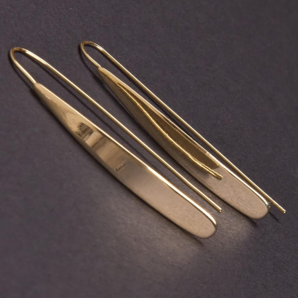 Long 14K Gold Plated Earrings for Women - Bar Pull Through Threader Dangles