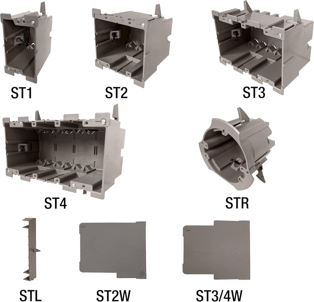 SmarToggle Three Gang Retrofit Wall Box – Old Work Electrical Box for Stud or No-Stud Mount | 1-1/2" Toggle Depth | Triple Device, Smart Switch, or Outlet PC Wall Box, 10-Pack