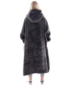 Waitu Wearable Blanket Sweatshirt Gifts for Women and Men, Warm and Cozy Giant Blanket Hoodie, Thick Flannel Hooded Blanket with Sleeves and Giant Pocket - Dark Gray