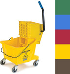 SPARTA Commercial Mop Bucket with Side Press Wringer, Floor Cleaning Essentials for Commercial and Home Use 26 Quart Capacity, 1 Count, Yellow