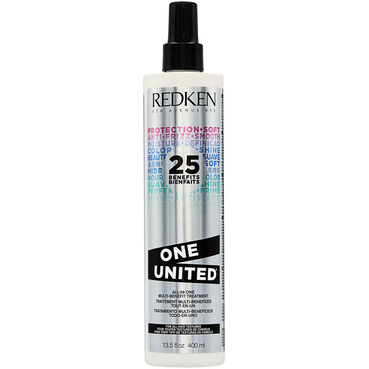 Redken One United Leave In Conditioner Spray - Multi-Benefit Leave In Treatment For All Hair Types, Heat Protectant & Detangler Spray, Paraben Free