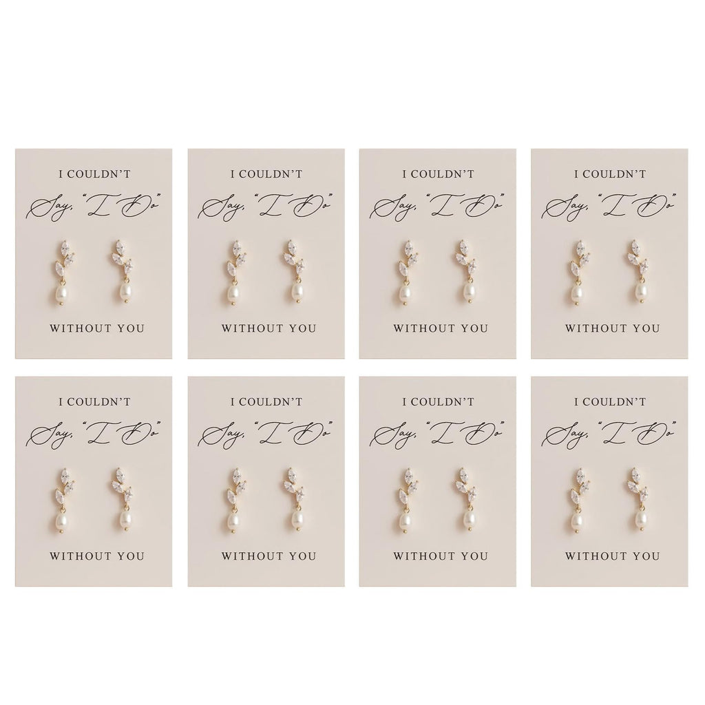 Bridesmaid Gifts Earrings Set of 4/6/8 Pearl Knot Earrings with Message Cards Bridesmaid Proposal Gifts Wedding Day Thank You Gift Bridesmaids Jewelry Set