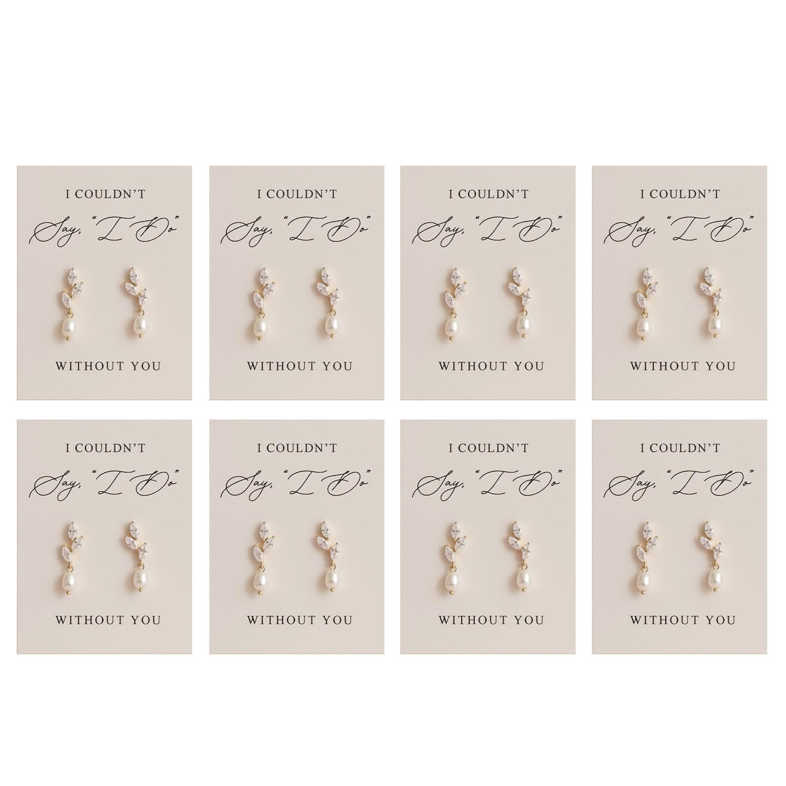 Bridesmaid Gifts Earrings Set of 4/6/8 Pearl Knot Earrings with Message Cards Bridesmaid Proposal Gifts Wedding Day Thank You Gift Bridesmaids Jewelry Set
