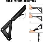 AUTOHJ Folding Shelf Brackets 22 inch 4 Pcs - DIY Wall Mounted Shelf Bracket for Garage Workstation, Stuff Supports, Plant Stand - Heavy Duty Collapsible Shelf Bracket Black