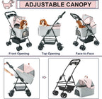 LPOTIUS 3-in-1 Pet Stroller for Small Dogs and Cats, Folding Lightweight Dog Stroller with Detachable Carrier Portable Cat Puppy Jogging Stroller with Cup Holder and Storage Basket, 4 Wheels
