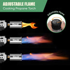 KOACKL Powerful Propane Torch Gun, Kitchen Torch with Adjustable Flame, Flamethrower Blow Torch Gun, Gas Welding Kits for BBQ, Searing Steak, Camping & Charcoal Torch Lighter(Tank Not Included)