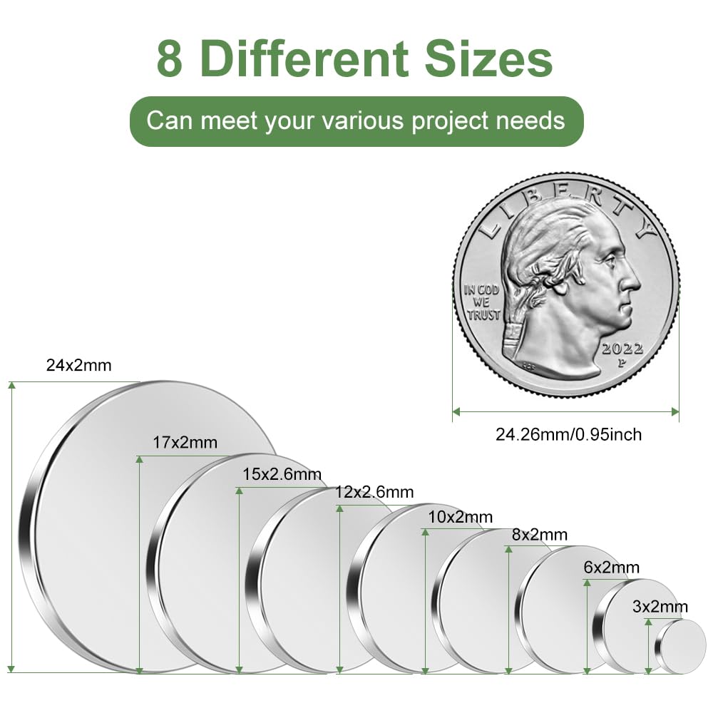 rhinocats Small Strong Magnets, 269Pcs Mini Round Refrigerator Magnets for 3D Printings, Office, Hobbies, Crafts and Science