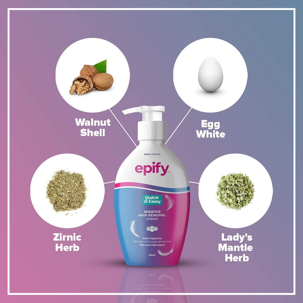 Epify Intimate Hair Removal Cream for Men and Women - Sensitive Skin, Pubic & Bikini Areas (Pack of 3)