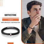 Nameinhea Personalized Mens Braid Bracelet Custom Bracelet with 1-5 Engraved Beads Family Names Jewelry Gifts for Men Father's day (1 name)