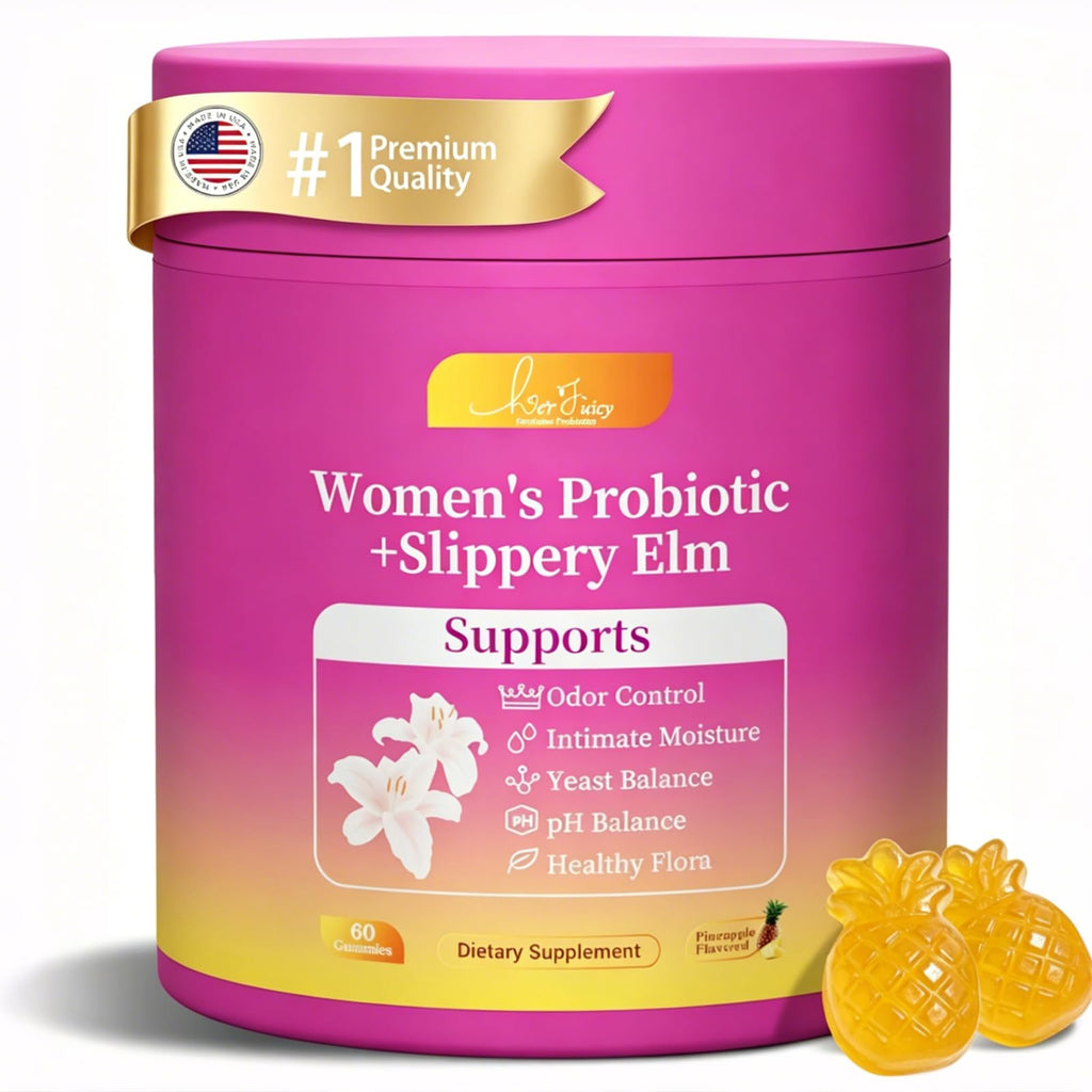 Women’s Probiotic Gummies with Slippery Elm & Prebiotic, Daily Feminine Balance Support, pH Balance for Women, Healthy Flora & Freshness Support, Digestive & Immune Support, Pineapple Flavor, 60 Count