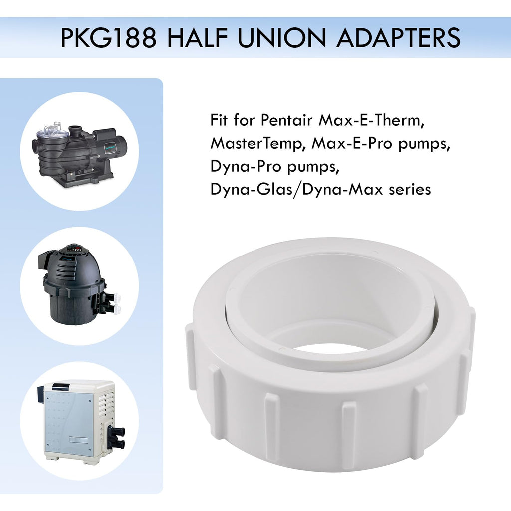 GAQUECY 2" Half PKG188 Heater Union Adapter Compatible with Pentair Mastertemp 400, 250, 200, Also Fits for MaxeTherm Heaters and Sta Rite, 42001-0402 2 Inch Slip Half Union Adapter (2 Pack)