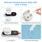 ReO2 Gen6 Soft Contact Lens Cleaner for Moisture Retention, Advanced Cleaning Solution with Electrophoresis Technology, Deep Clean and Rehydrate in 10 Min, with Mirror and Tweezer (White)