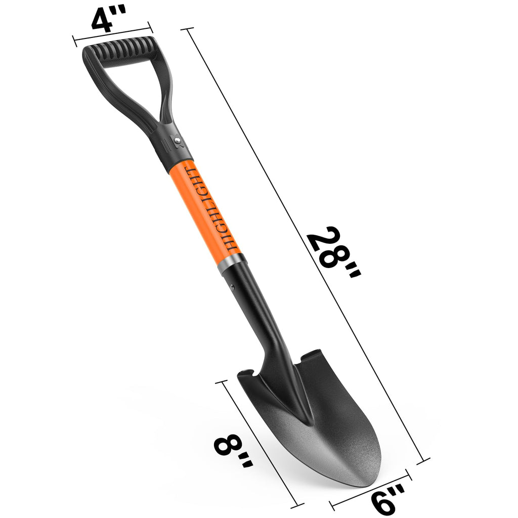 HIGHLIGHT Kids Small Shovel 28Inch Orange Fiberglass D Grip Beach Digging