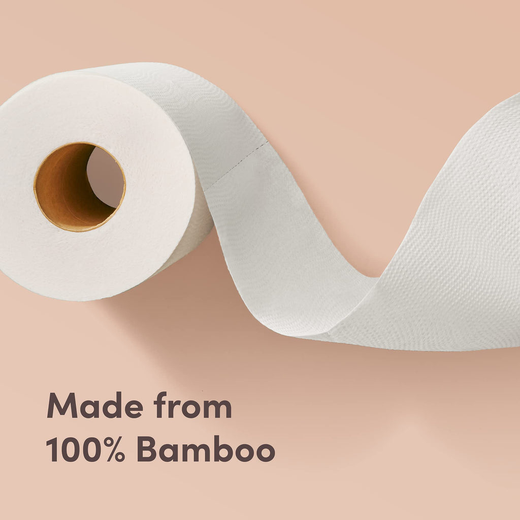 Amazon Aware Bamboo 3-Ply Toilet Paper, Unscented, 24 Rolls, FSC Certified, 350 Sheets, 8400 Count, Pack of 24, Plastic-Free