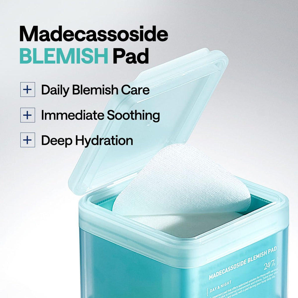 MEDIHEAL Madecassoside Blemish Pad - Square Cotton Facial Toner Pads with Centella Asiatica & Madecassoside – Anti Blemish to Improve Uneven Skin Tone - Vegan Face Gauze Pads, 100