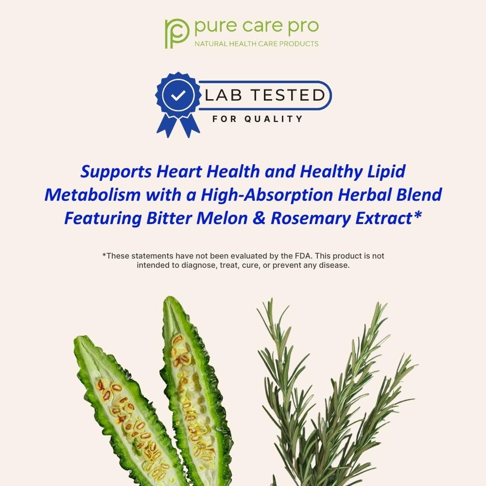 Pure Care Pro Tryglicare All-Natural Triglyceride Lowering Supplement – Premium Herbal Formula to Balance and Maintain Healthy Triglyceride & Cholesterol Levels – 60 Vegan, Gluten-Free Capsules