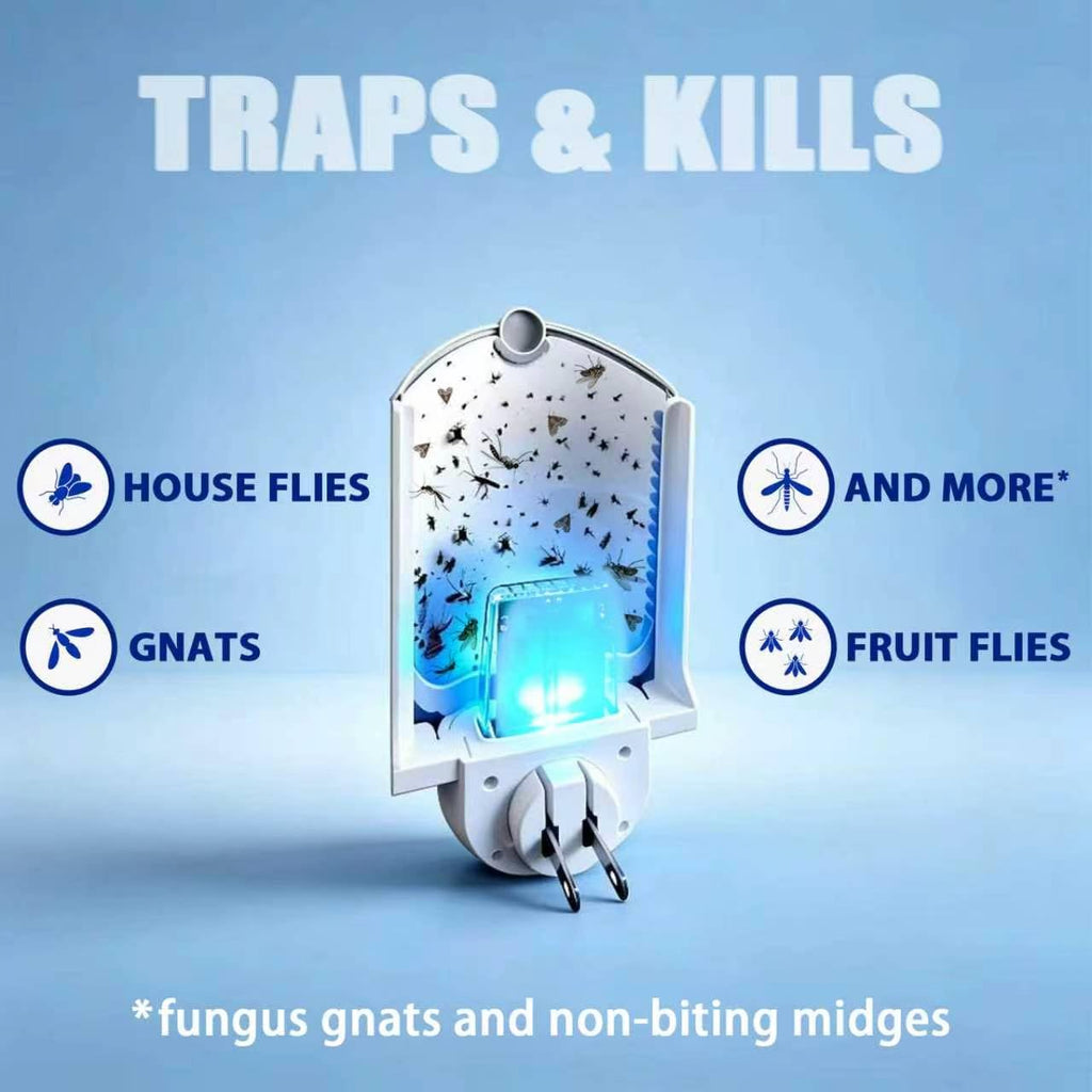 Flying Insect Trap (1 Starter & 3 Refill Cartridges), Plug-in Fly Trap for Home, Kitchen, Living Room – UV Light Indoor Bug Catcher for Gnats, Fruit Flies, Mosquitoes, and Moths