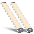 30-LED Motion Sensor Cabinet Light,Under Counter Closet Lighting, Wireless USB Rechargeable Kitchen Night Lights,Battery Powered Light for Wardrobe,Cabinet,Cupboard（Warm Light）-2Pack