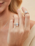 EAMTI 925 Sterling Silver Engagement Rings for Women Radiant CutSize 9