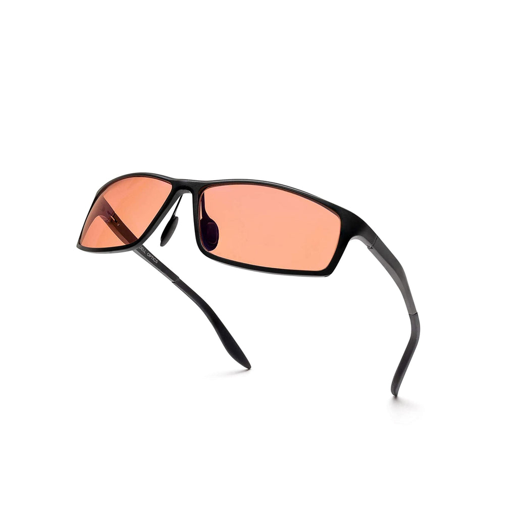 BRADDELL FL-41 Rose Tinted Blue Light Glasses for Migraine Light Sensitivity, Eyestrain and Fluorescent LED Glare (Aluminum)