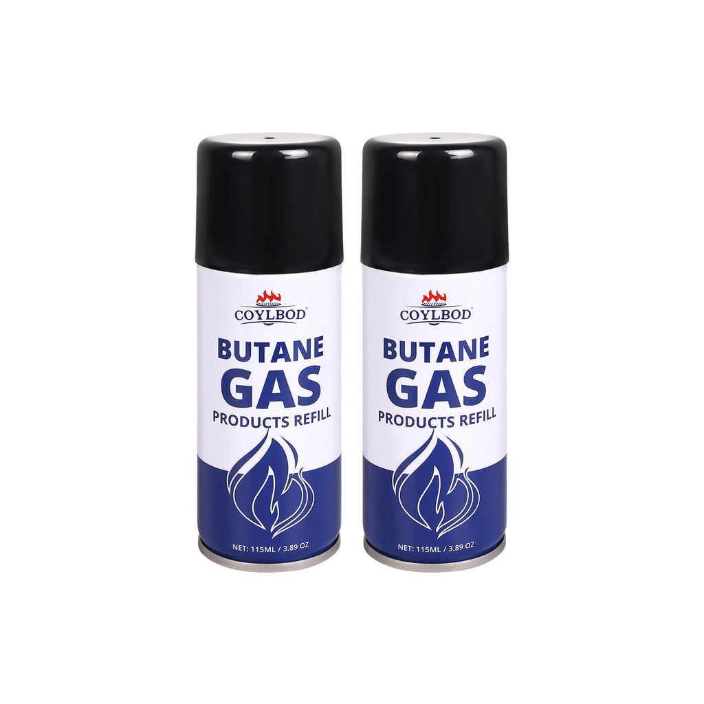 CoYlBod Butane Refill, Premium Butane Fuel 115 ml, 99.99% Pure Butane Lighter Refill for Torch Lighter (2 Can)