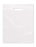 Purple Q Crafts Plastic Bag With Die Cut Handle Bag 12" x 15" White Plastic Merchandise Bags 200 Pack for Retail, Gifts, Trade Show and More