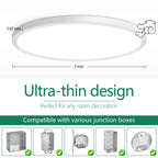 Brightever 7 Inch Flush Mount Ceiling Light, 12W 1200LM LED Ceiling Light Fixtures, 2700K/3000K/4000K/5000K/6500K Selectable, 0.67 Inch Ultra Thin Flat Ceiling Lights for Bedroom Closet, 2 Packs