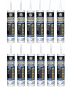 GE Supreme Paintable Silicone Caulk for Window & Door, White, 9.5 fl oz Cartridge, 12 Pack - 100% Waterproof Silicone Sealant, 7X Stronger Adhesion, Freeze & Sun Proof