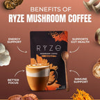 RYZE SUPERFOODS Dark Roast RYZE n Shine Bundle, Instant Mushroom Coffee + Probiotic Coffee Creamer with 6 Adaptogenic Mushrooms, Prebiotic+Probiotic Blends, Energy Focus Digestion Immunity, 30 sv each