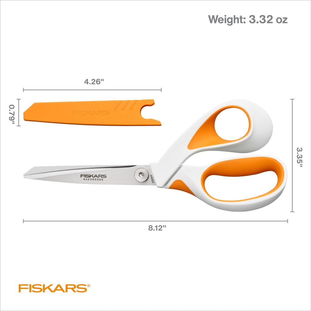 Fiskars 8" RazorEdge Fabric Scissors, Heavy Duty & Sharp Fabric Shears