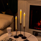 Homemory Real Wax LED Flameless Taper Candles with Remote Timer, 9.6 Inches Ivory Fake Candlesticks, Dripless Battery Operated Window Candle with 3D Flickering Flame for Fireplace Xmas Halloween