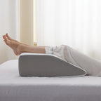 Bedluxe Leg Pillow Elevation Blood Circulation, Wedge Pillow for Legs Swelling, Leg Elevating Wedge Pillow for After Surgery, Foot Knee Pillow for Leg Rest, Sleeping, Memory Foam Top, 8in, White/Grey