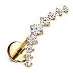 Cords Club Crystal Ear Climber Flat Back Stud- Hypoallergenic Earring