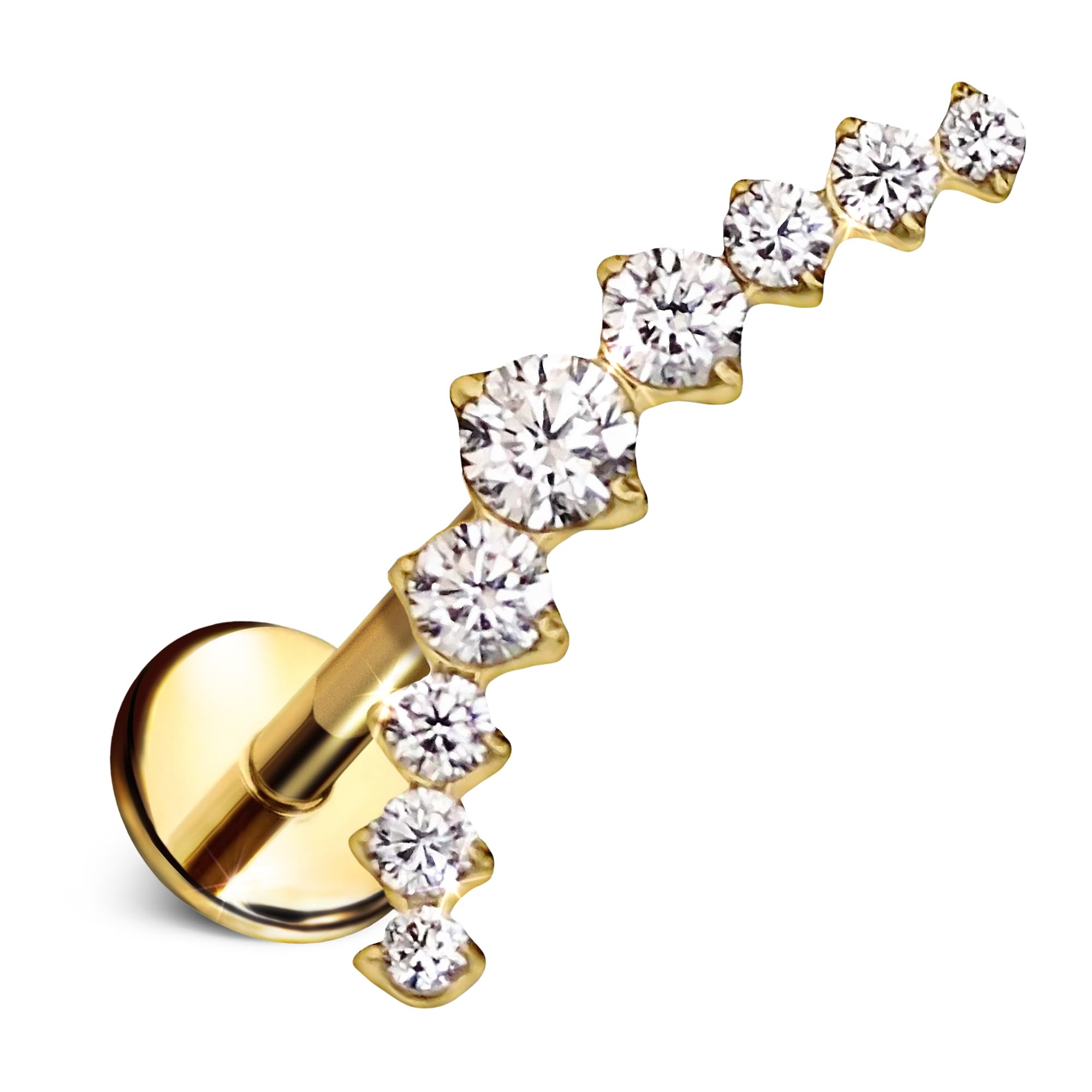 Cords Club Crystal Ear Climber Flat Back Stud- Hypoallergenic Earring