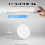 WKONCLDY 6PACK 3200lm LED Flush Mount Ceiling Light, Super Slim 12 inch LED Ceiling Light, 5000K Daylight LED Ceiling Light for Bedroom, Living Room, Dining Room, Garage and Office (White, Six Pack)