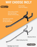 INCLY 60 Pack 2/4/6 Inch Black Pegboard Hooks, 1/4" Heavy Duty