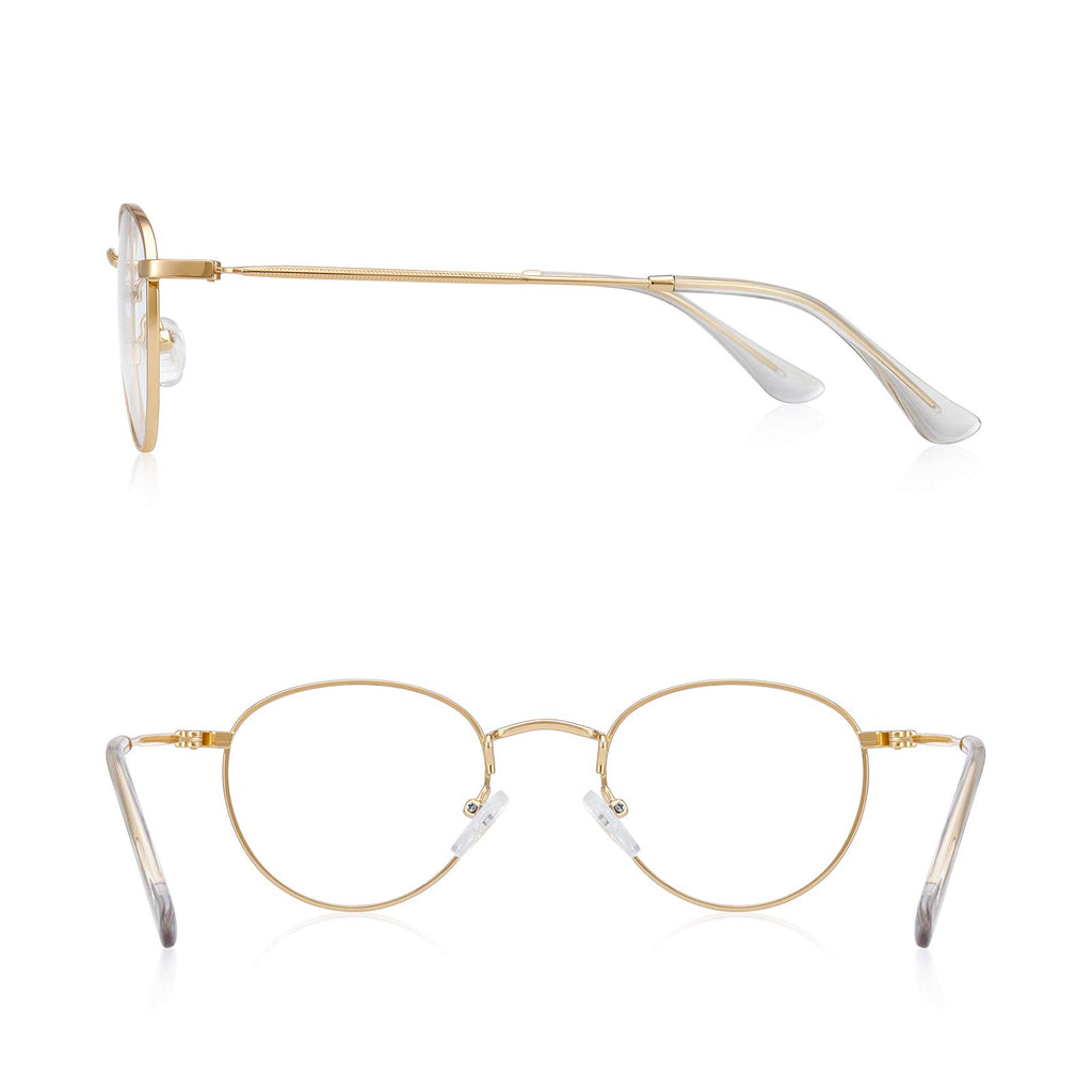 RB.Pilot Small Metal Round Reading Glasses for Women Men Classic Vintage Retro Shades Blue Light Blocking Computer Readers