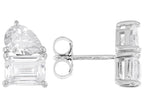 JTV White Cubic Zirconia Rhodium Over Sterling Silver Stud Earrings 5.58ct