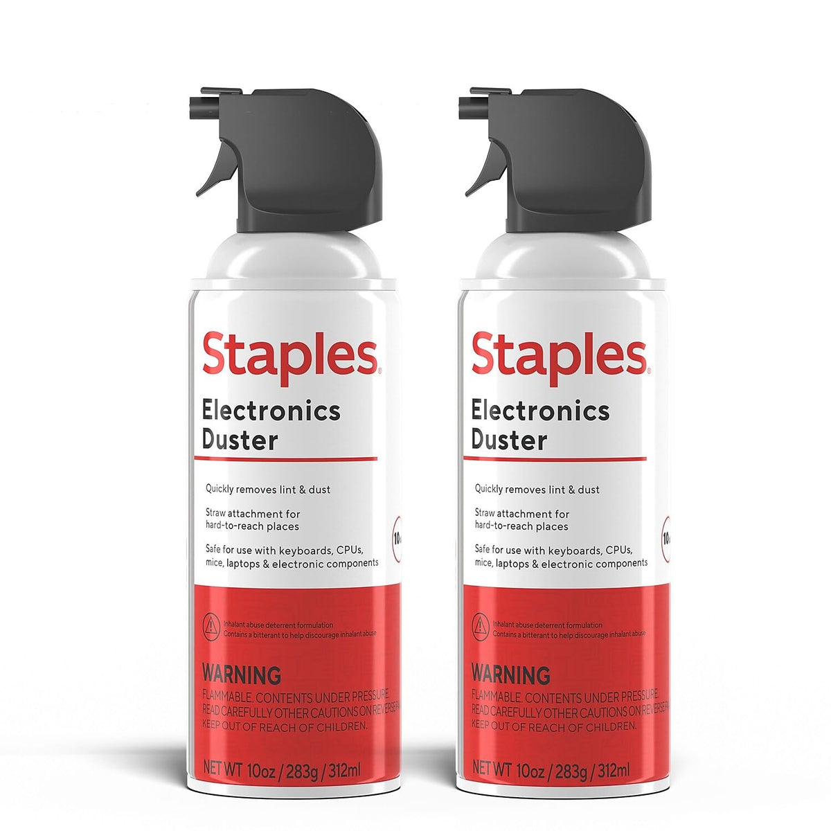 Staples Compressed Air Duster, 10 Oz Cans, 2-Pack