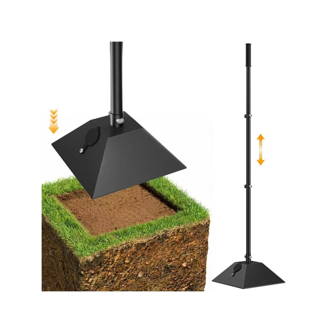 Steel Tamper 8"x8" with 49" Handle, Ground Tamper Tool Fillable Steel Base
