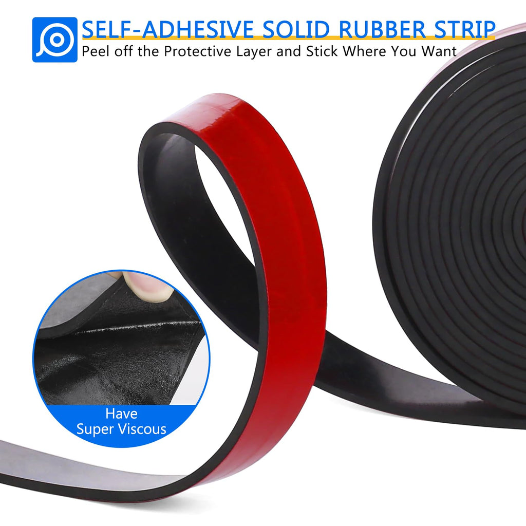 WochiTV Adhesive Solid Rubber Strips, 5" Wide x 1/4" Thick x 60" Long Self Stick Black Neoprene Rubber Rolls Perfect for DIY Insulation Cushion Gasket, Sealing, Liner, Weather Striping